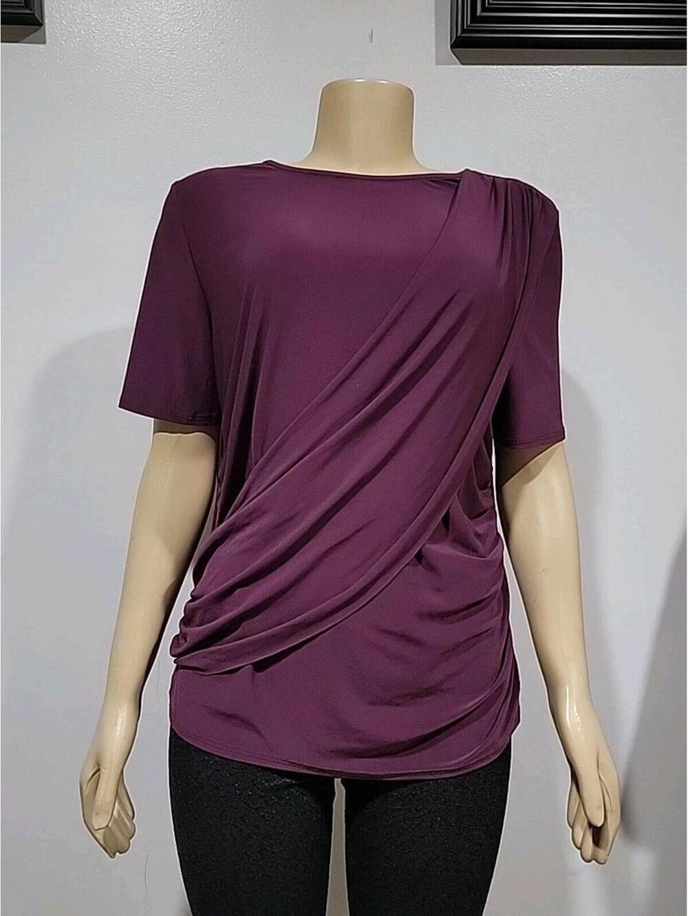 Express | Plum XL Draped Front Women's Top Blouse #C - Picture 5 of 11
